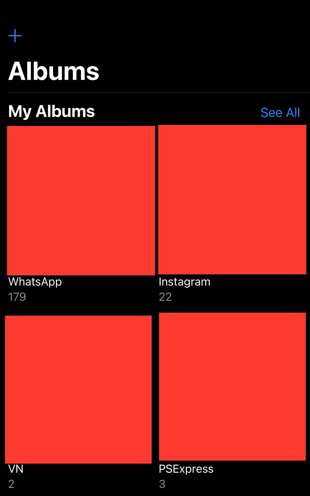 albums screen on iphone photos app