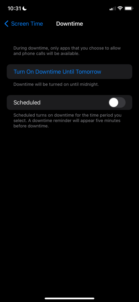 how to turn off downtime on apple watch 