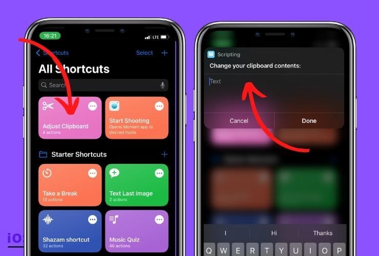 creating new shortcut 