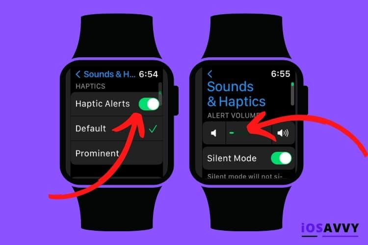 sound settings screen on watch 