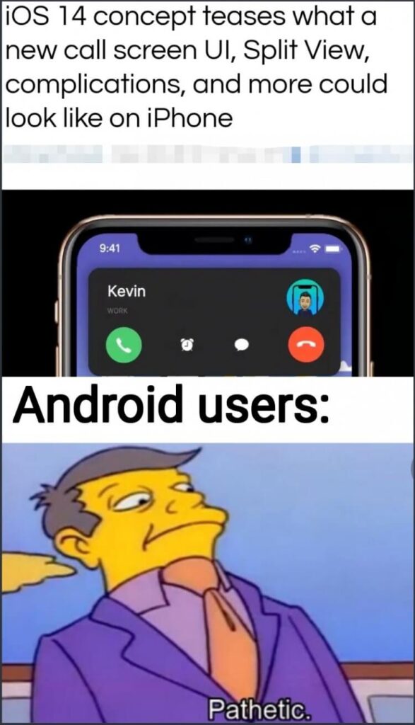 android vs iphone meme  Android vs iphone, Iphone meme, Android meme